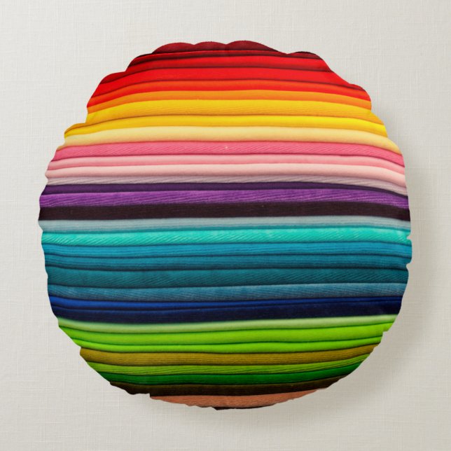 Textile color colorful fabric round pillow (Front)