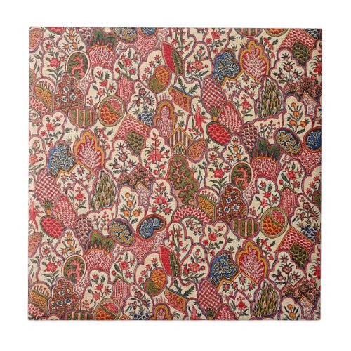 Textile--Colorful Floral Pattern, Ceramic Tile