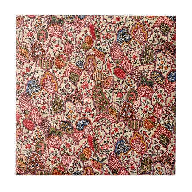 Textile--Colorful Floral Pattern, Ceramic Tile (Front)