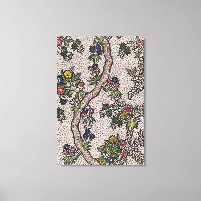 Textile design of plant forms and serpentine ribbo canvas print (Front)