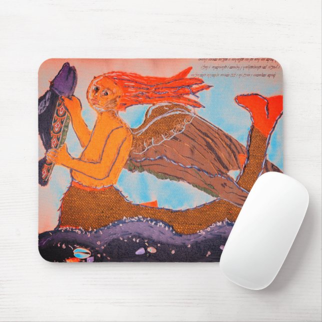 Textile Fish & Mermaid medieval mousemat Mouse Pad (With Mouse)