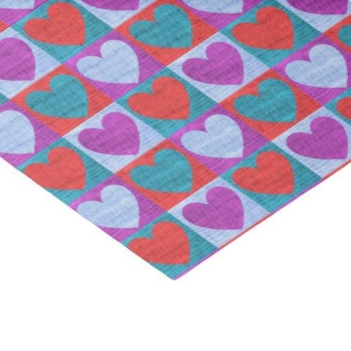 Textile Folk Art Hearts Pattern Checked Tissue Paper