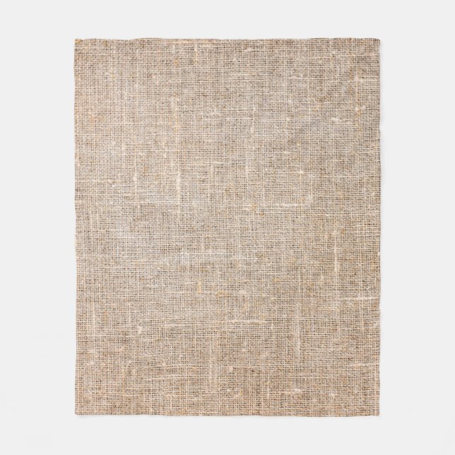 Textile jute brown fabric texture fleece blanket (Front)