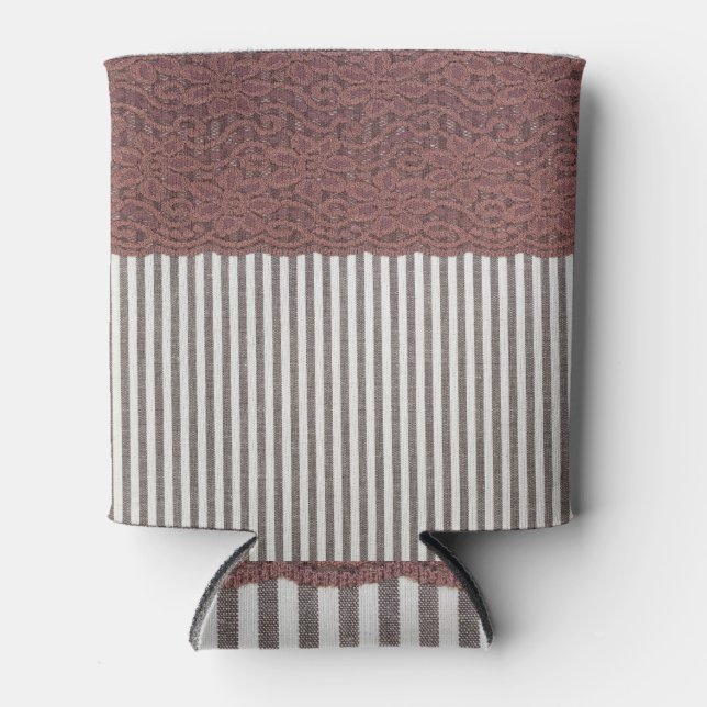 Textile Lace Fabric Background Texture Can Cooler (Front)