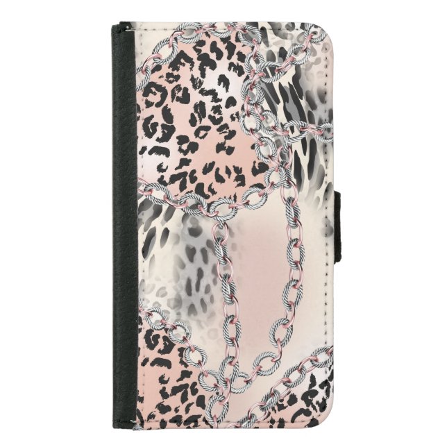 Textile Leopard: Floral Chain Pattern. Samsung Galaxy Wallet Case (Front)