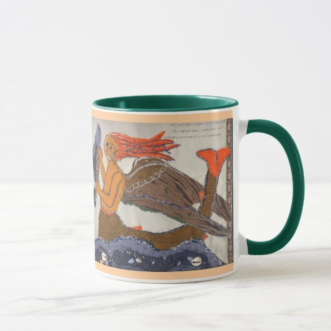 Textile Mermaid with a Fish Art Mug (Right)