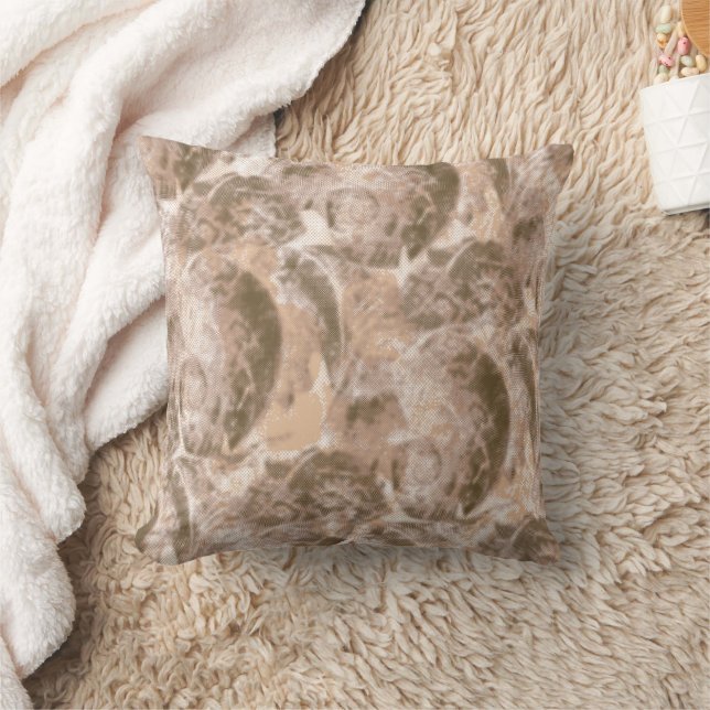 Textile pattern featuring a textured beige backgro throw pillow (Blanket)