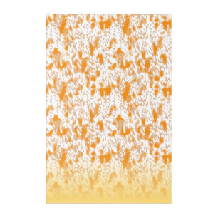 Textile pattern featuring a vibrant orange and gol acrylic print