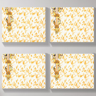 Textile pattern featuring a vibrant orange and gol canvas photo tile