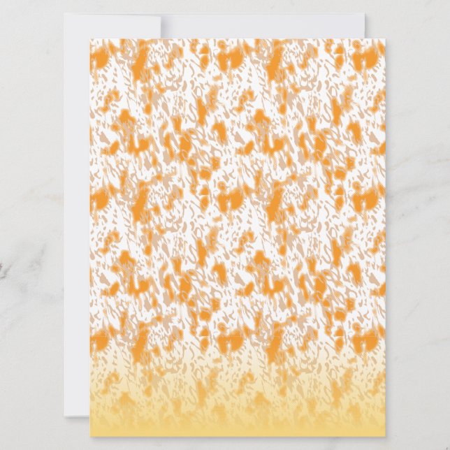 Textile pattern featuring a vibrant orange and gol card (Front)