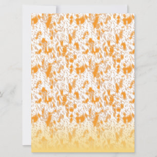 Textile pattern featuring a vibrant orange and gol card