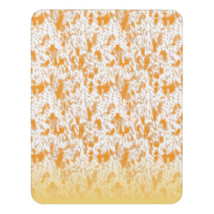 Textile pattern featuring a vibrant orange and gol door sign