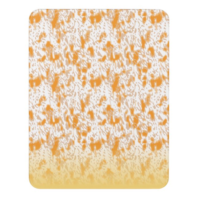Textile pattern featuring a vibrant orange and gol door sign (Contemporary Vert)