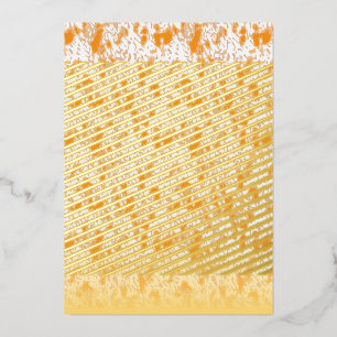 Textile pattern featuring a vibrant orange and gol foil invitation