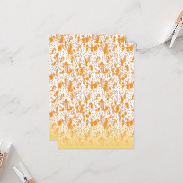 Textile pattern featuring a vibrant orange and gol invitation (Front/Back In Situ)