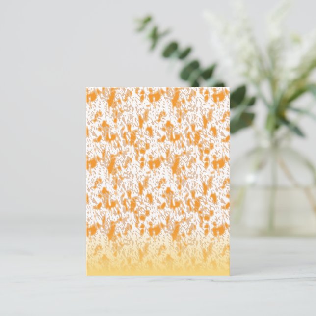 Textile pattern featuring a vibrant orange and gol invitation postcard (Standing Front)