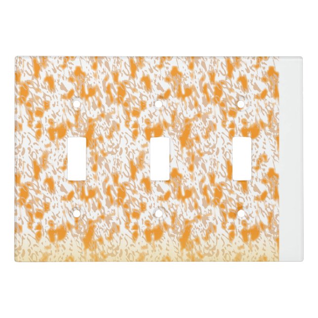 Textile pattern featuring a vibrant orange and gol light switch cover (Front)