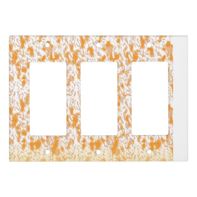 Textile pattern featuring a vibrant orange and gol light switch cover (Front)