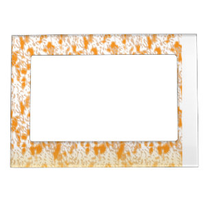 Textile pattern featuring a vibrant orange and gol magnetic frame