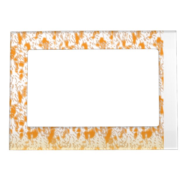 Textile pattern featuring a vibrant orange and gol magnetic frame (Front)