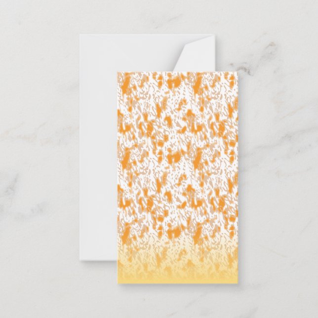Textile pattern featuring a vibrant orange and gol note card (Front)