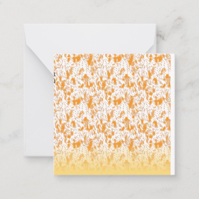 Textile pattern featuring a vibrant orange and gol note card (Front)
