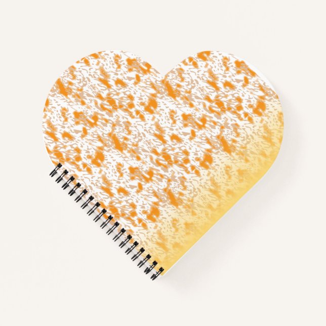 Textile pattern featuring a vibrant orange and gol notebook (Front)