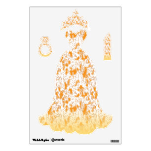 Textile pattern featuring a vibrant orange and gol wall decal