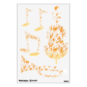 Textile pattern featuring a vibrant orange and gol wall decal