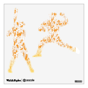 Textile pattern featuring a vibrant orange and gol wall decal