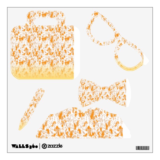 Textile pattern featuring a vibrant orange and gol wall decal (Front)