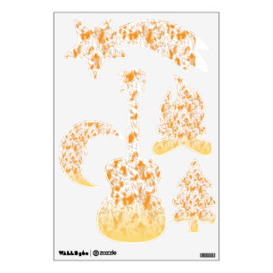 Textile pattern featuring a vibrant orange and gol wall decal