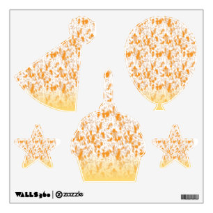 Textile pattern featuring a vibrant orange and gol wall decal