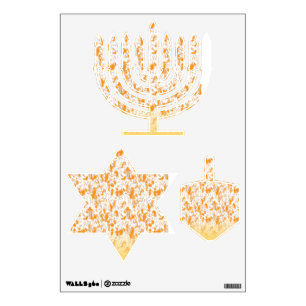 Textile pattern featuring a vibrant orange and gol wall decal