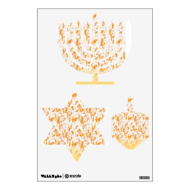 Textile pattern featuring a vibrant orange and gol wall decal (Front)