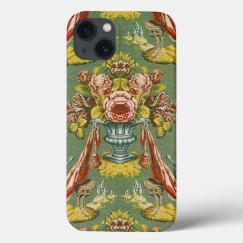 Textile with a repeating floral motif iPhone 13 case
