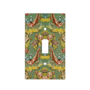 Textile with a repeating floral motif light switch cover