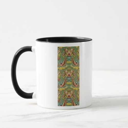 Textile with a repeating floral motif mug
