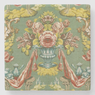 Textile with a repeating floral motif stone coaster