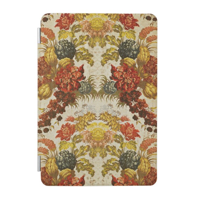 Textile with a repeating floral pattern iPad mini cover (Front)