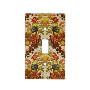 Textile with a repeating floral pattern light switch cover