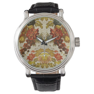 Textile with a repeating floral pattern watch