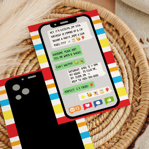 Texting Birthday Party Invitation, Teenage Party Invitation