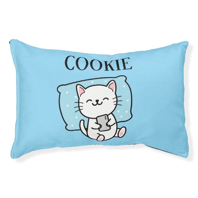 Texting Cat Pesonalized  Pet Bed (Front)