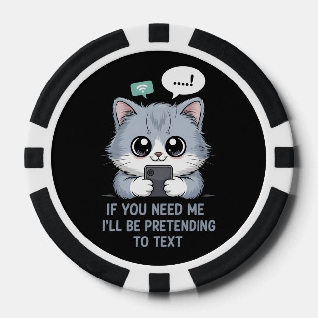 Texting Cat  Poker Chips (Front)