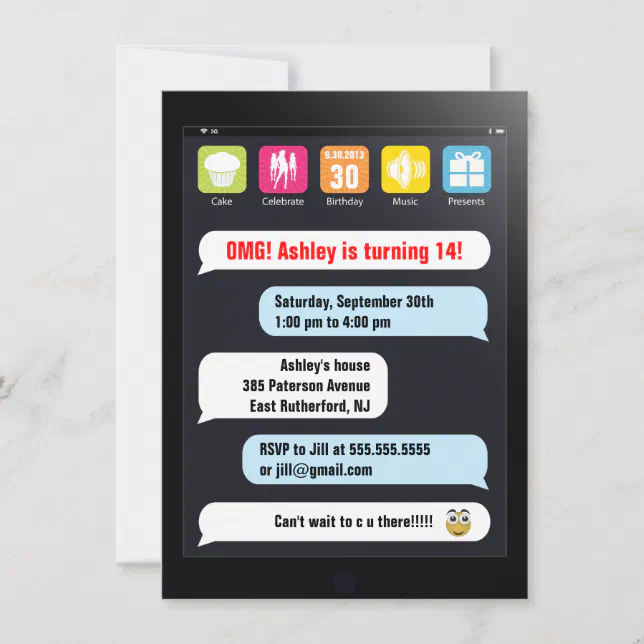 Texting Party Invitation | Zazzle