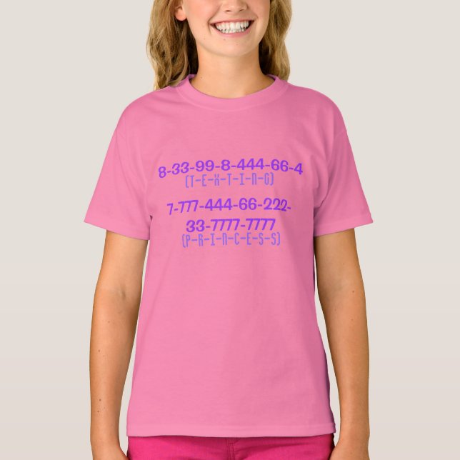 Texting Princess (Numbers) T-Shirt (Front)
