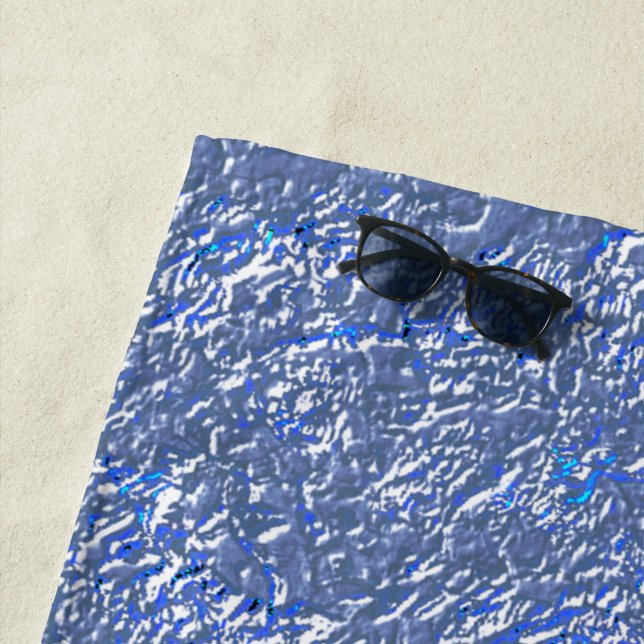 Textura rústica azul e efeito prateado beach towel (In Situ)
