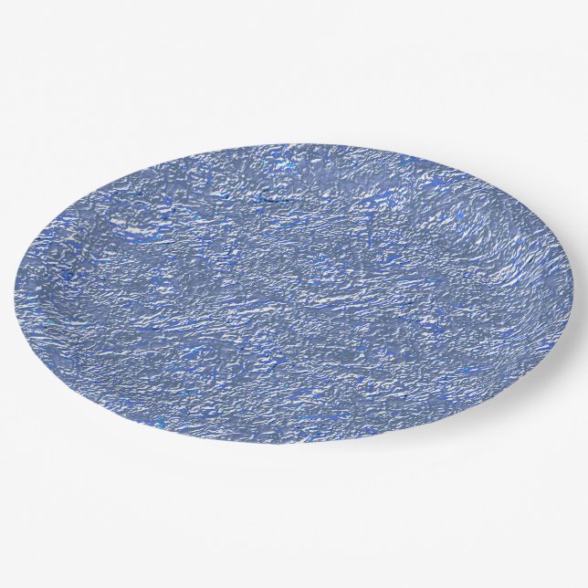 Textura rústica azul e efeito prateado paper plates (Angled)