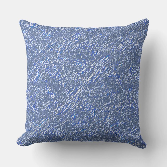 Textura rústica azul e efeito prateado throw pillow (Front)